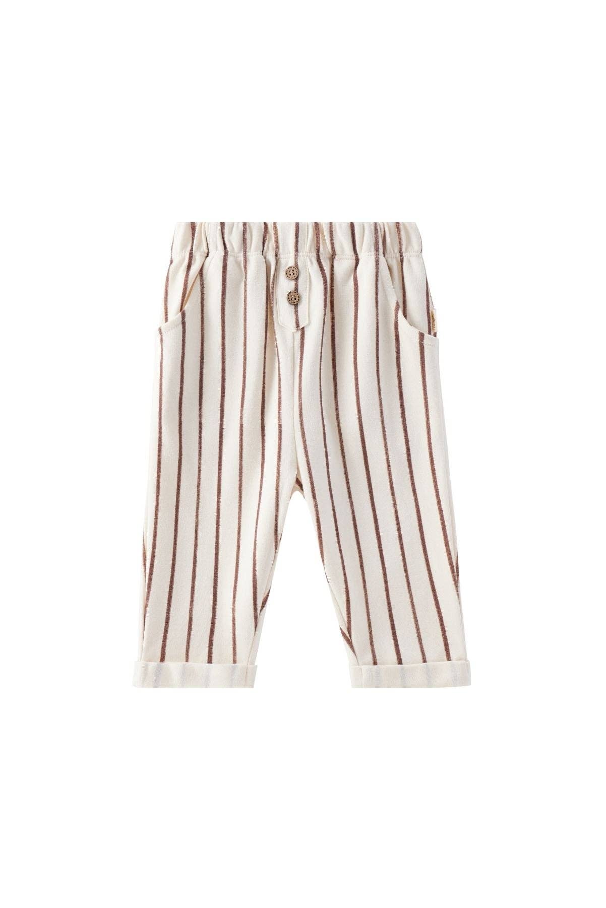 Baby Relaxed Tapered Pant-Brown Stripes