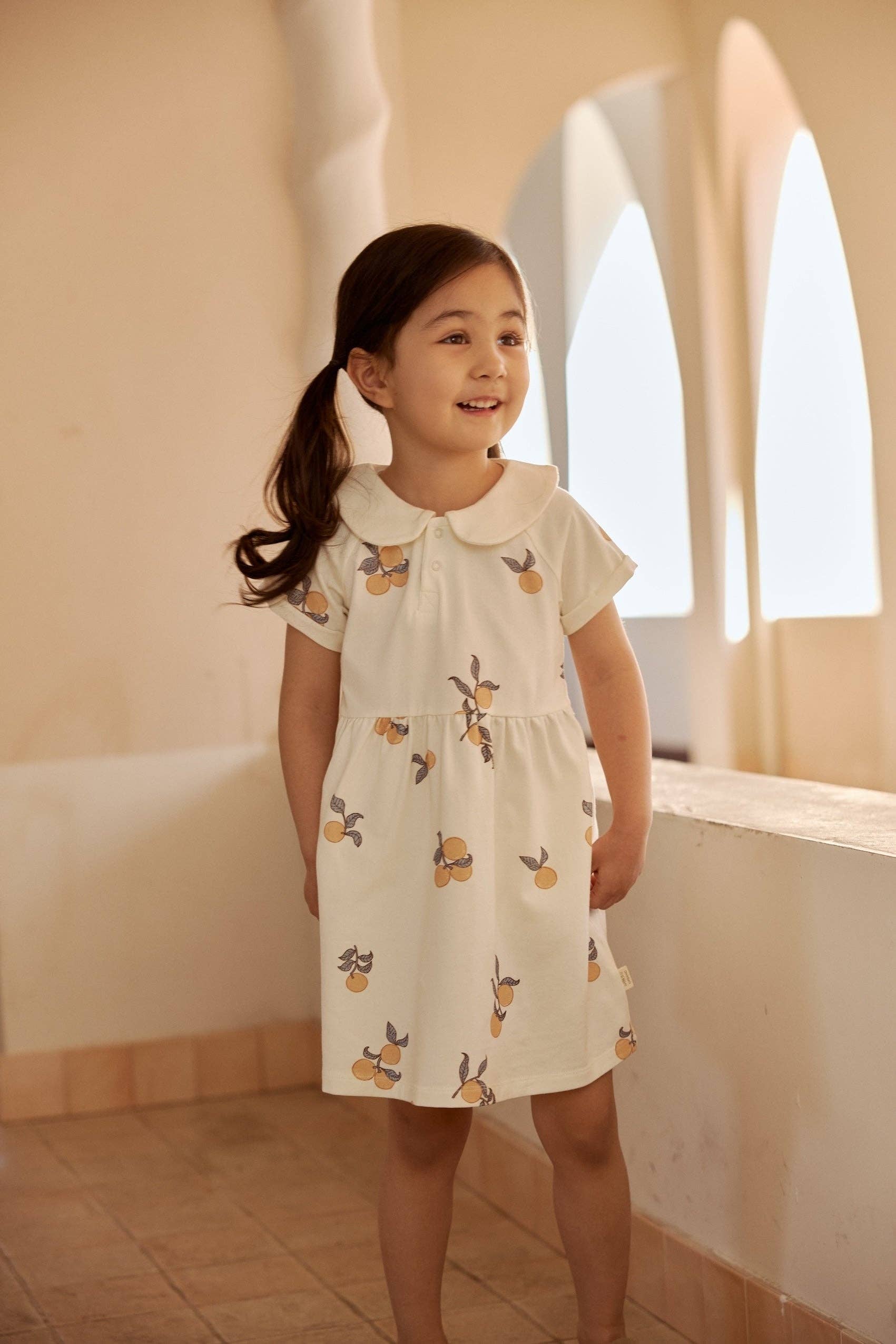 Organic Cotton Collar Dress-Clementine