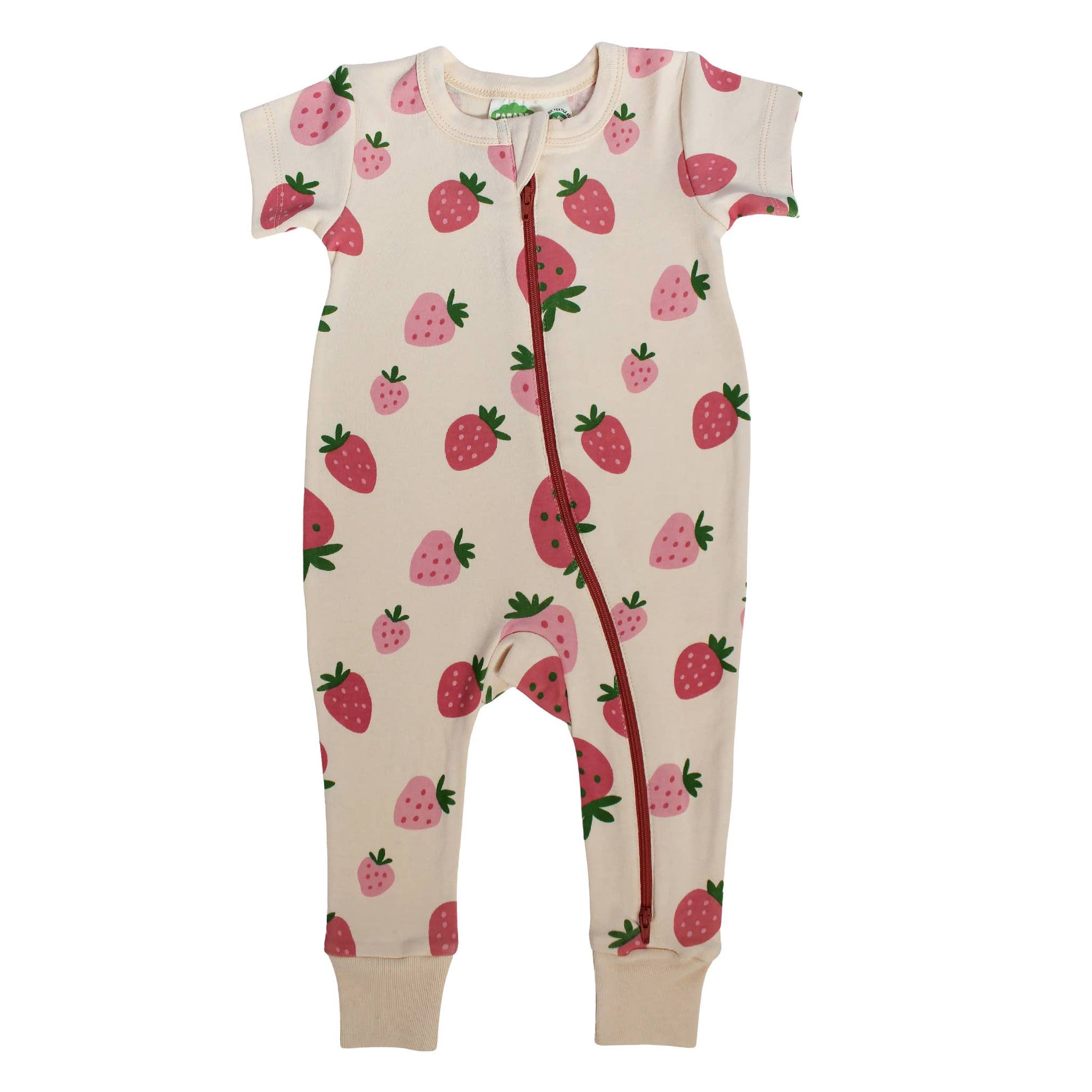 Organic Cotton Baby Zip Romper – Short Sleeve, Signature Prints