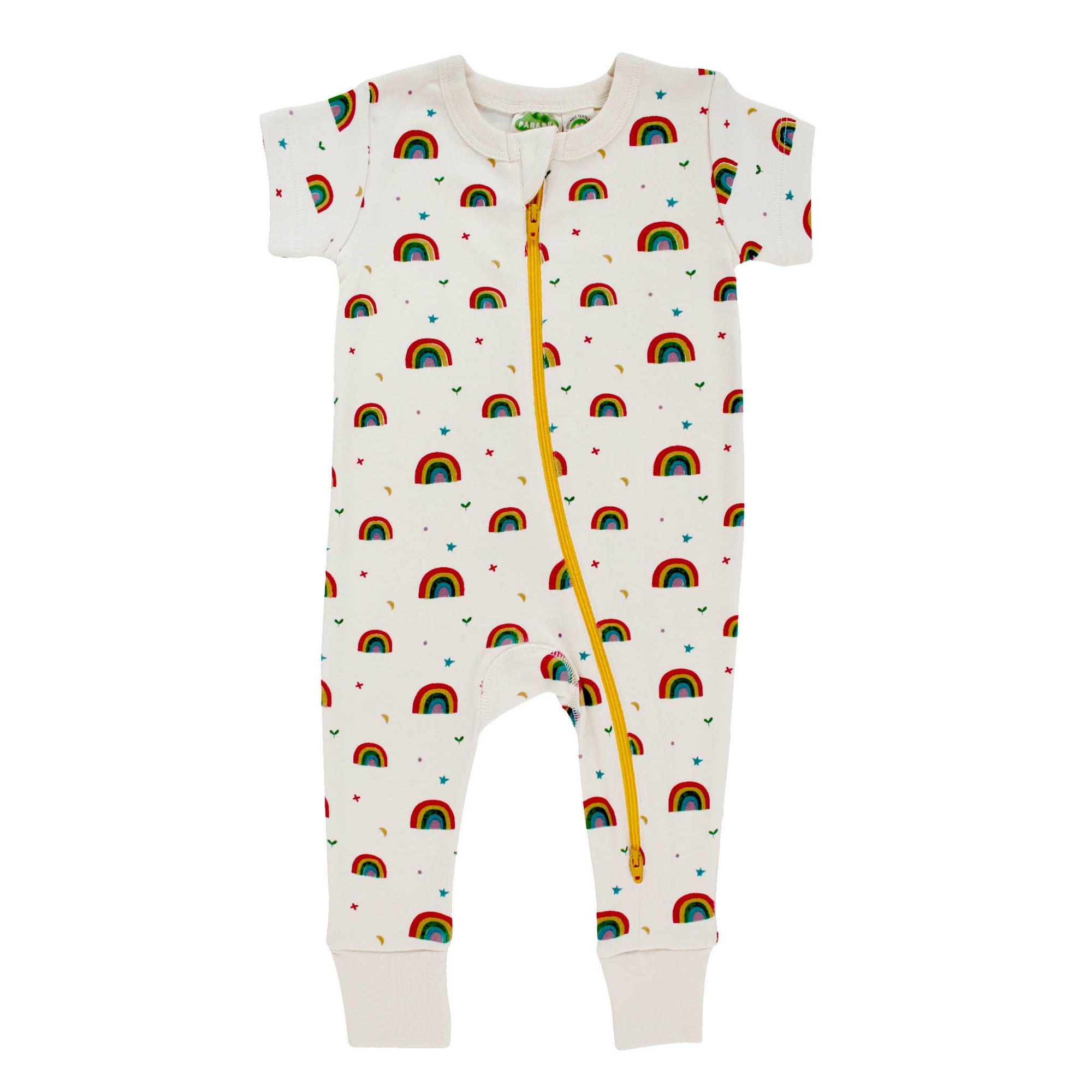 Organic Cotton Baby Zip Romper – Short Sleeve, Signature Prints