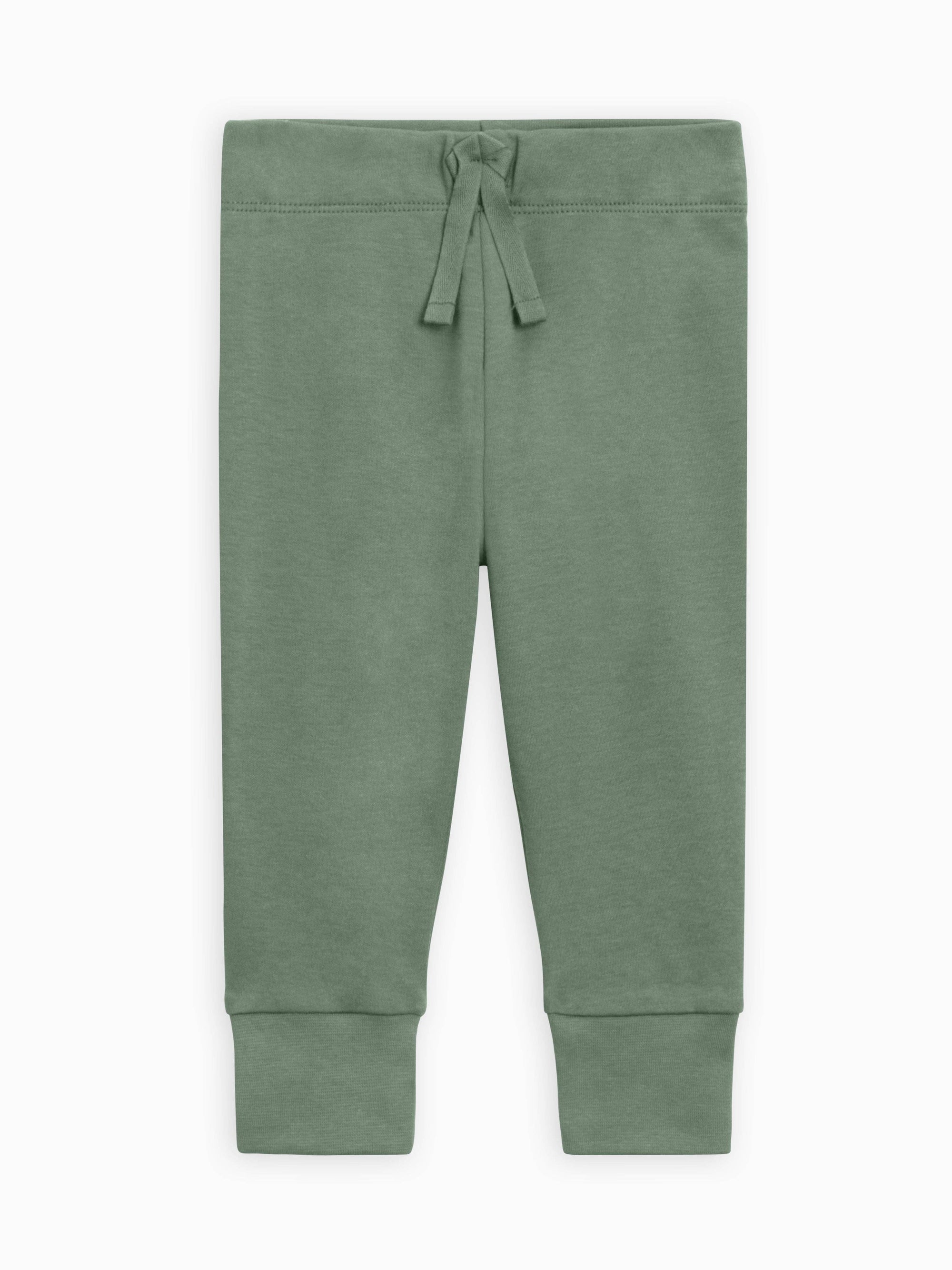 Green baby jogger pants on a white background