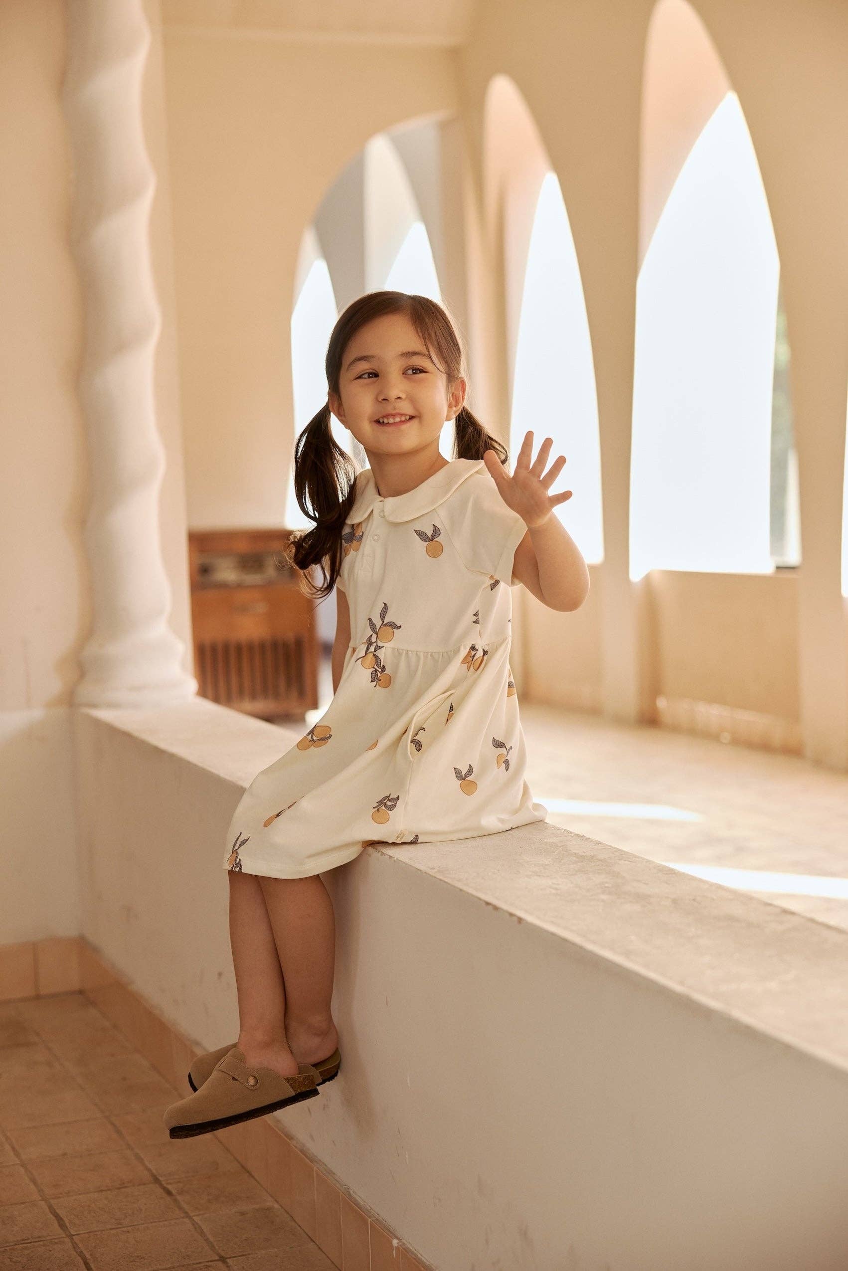Organic Cotton Collar Dress-Clementine