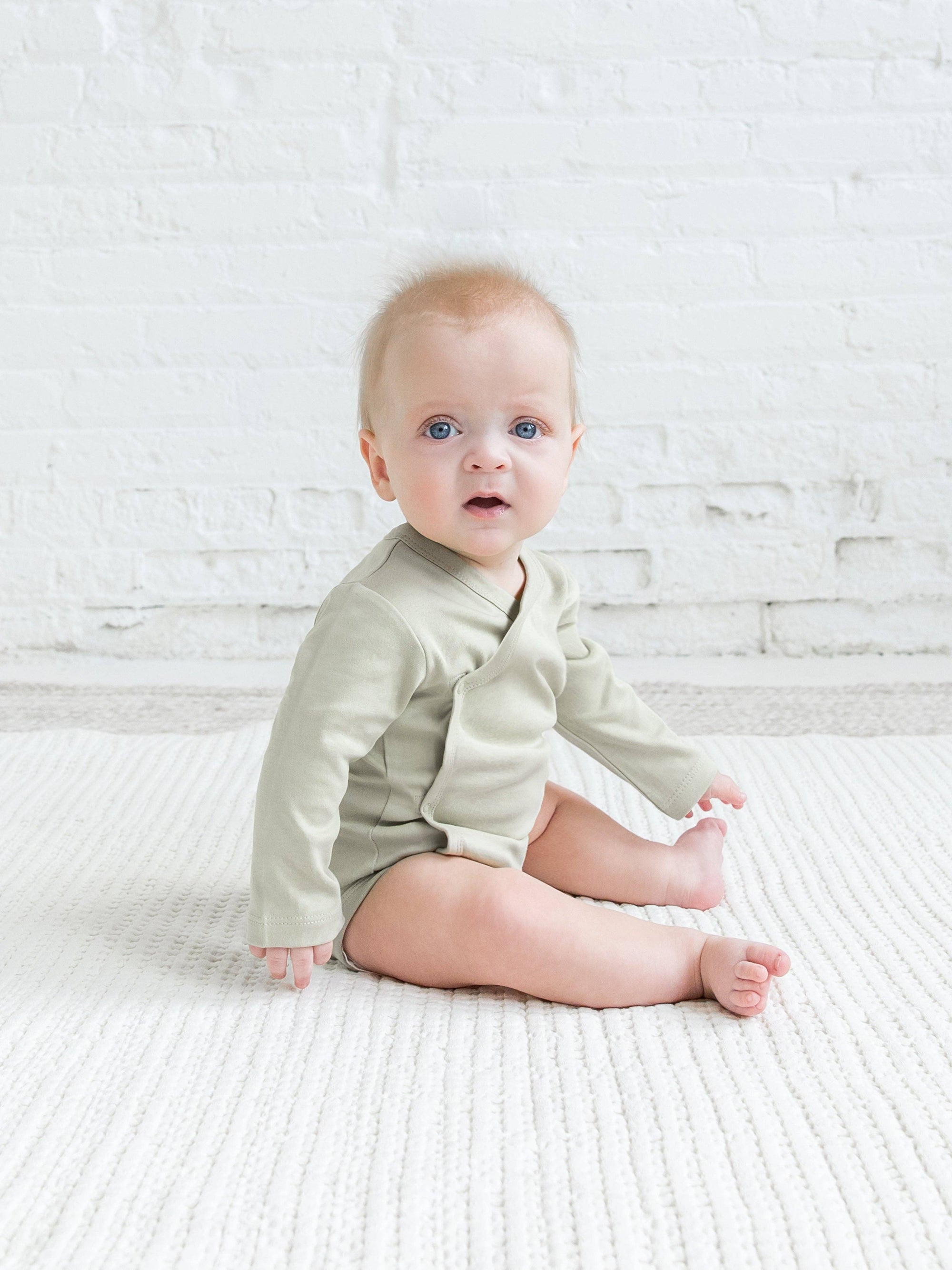 Organic Cotton Kimono Bodysuit – Long Sleeve Baby Wrap