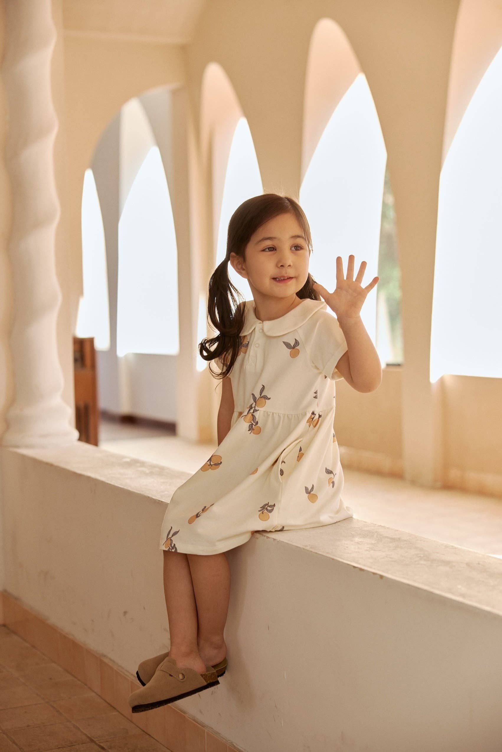 Organic Cotton Collar Dress-Clementine