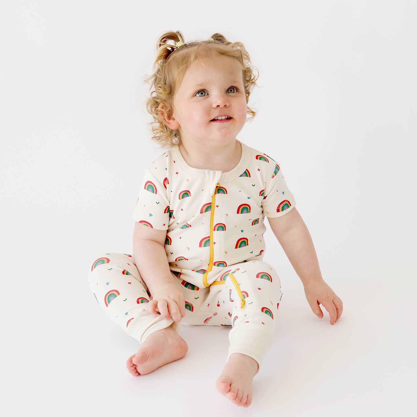Organic Cotton Baby Zip Romper – Short Sleeve, Signature Prints