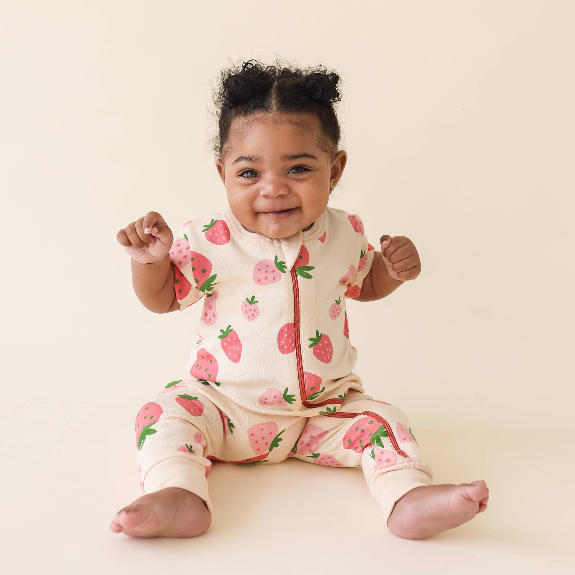 Organic Cotton Baby Zip Romper – Short Sleeve, Signature Prints