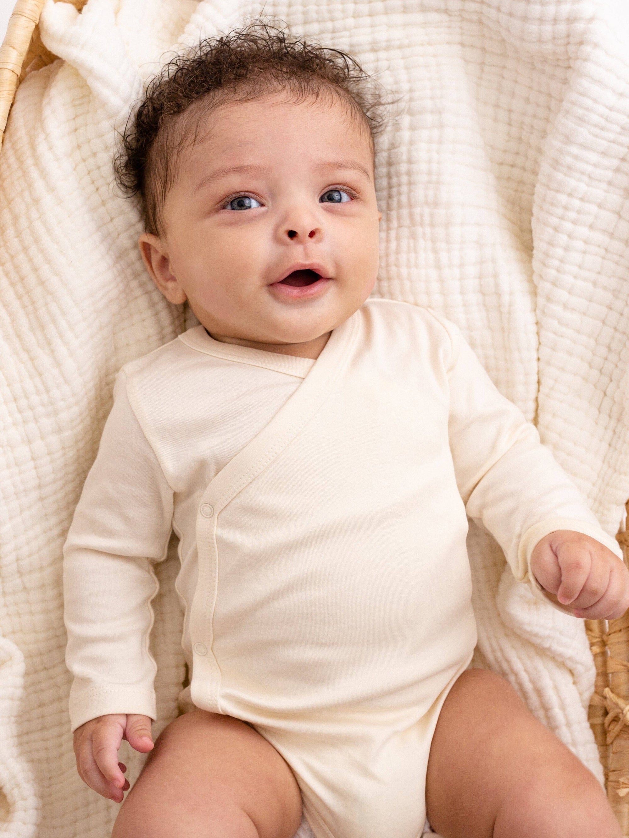 Organic Cotton Kimono Bodysuit – Long Sleeve Baby Wrap