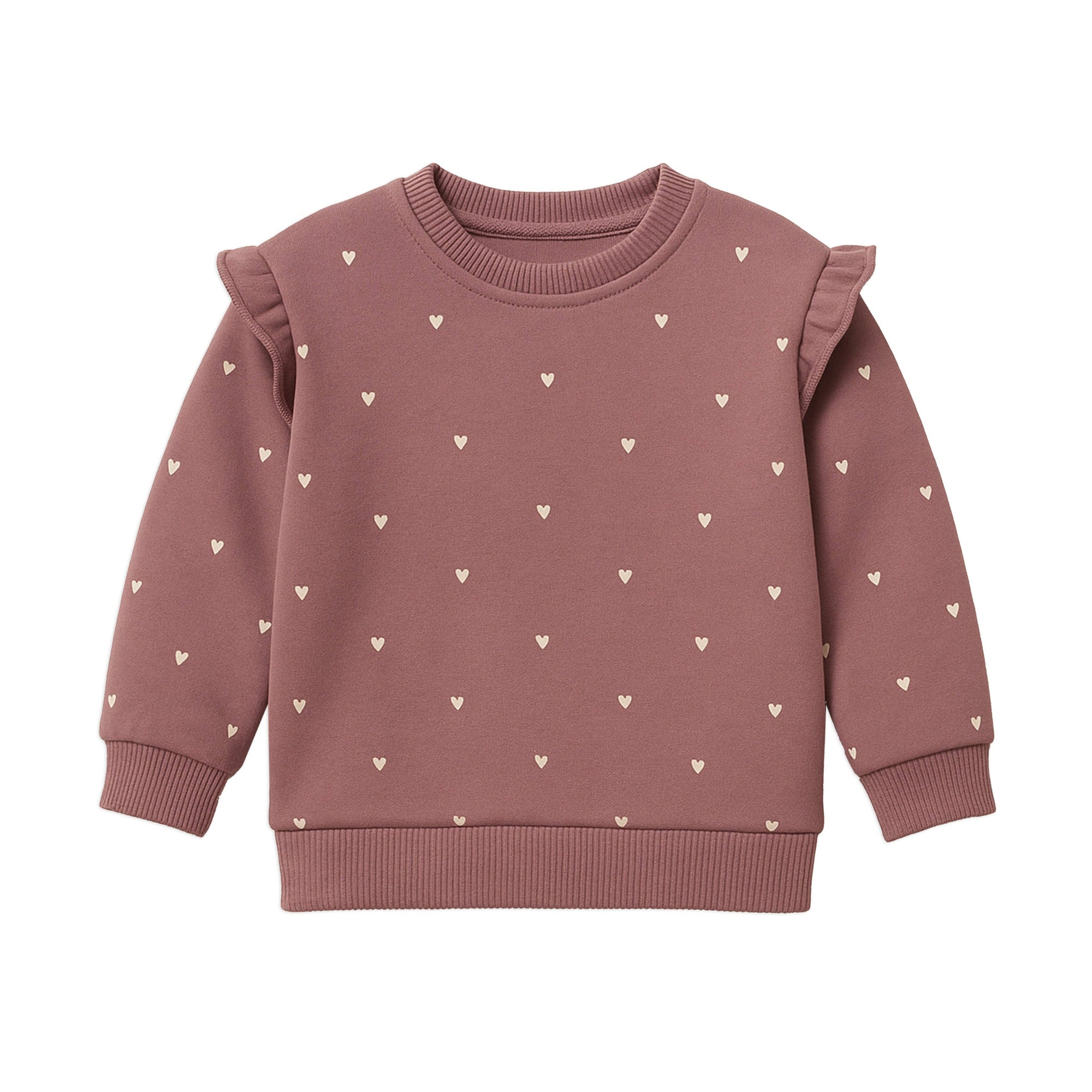Organic Fleece Baby Pullover – Abbey Ruffle Sleeve Sweatshirt